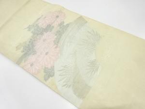 アンティーク　絽　地紙に菊・秋草模様織り出し丸帯（材料）